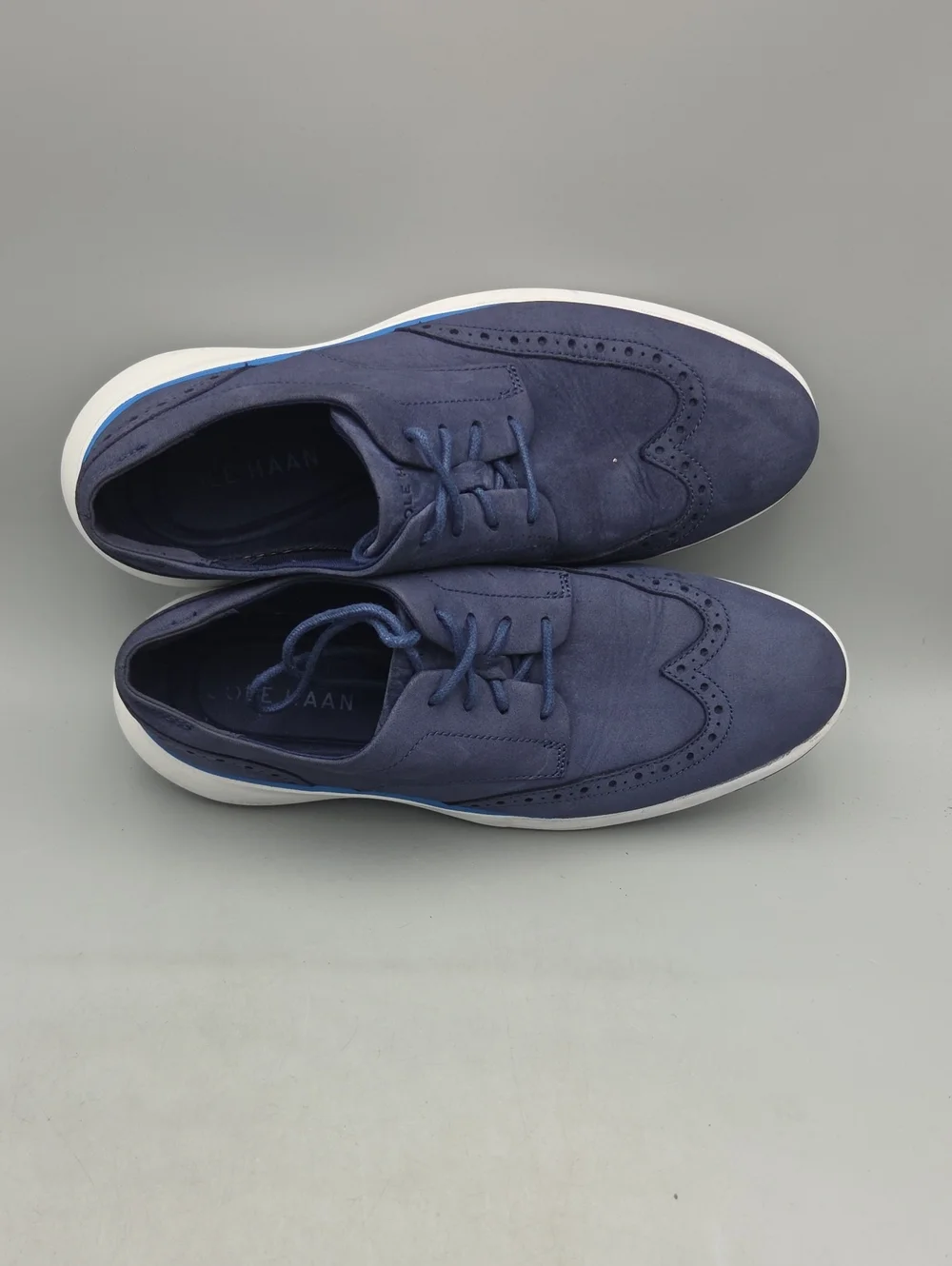 Cole Haan Grand Troy Wingtip Oxford Marine Blue White C33766 Mens Size 8 M